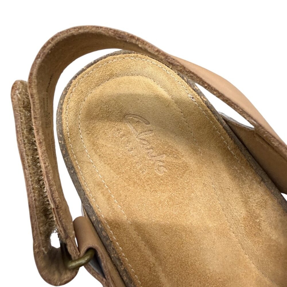 Clarks Perri Dunes Leather Snake Print Slingback Straps Women's Sandals size 7.5 - Picture 6 of 8